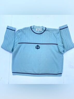 ST. JOHN by Marie Gray pale Aqua Boxy Top  Size Large